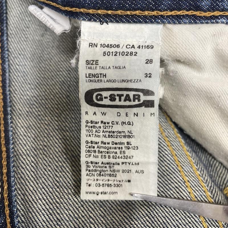 ジースターロゥ G-STAR RAW パンツ デニム、ジーンズ 3301 ストレート ジーンズ デニム テーパード ストレッチ ボタンフライ 501210282 28インチ ロゴ、文字 X 刺繍 インディゴ / インディゴ / Indigo メンズ USED 古着 中古 50100961
