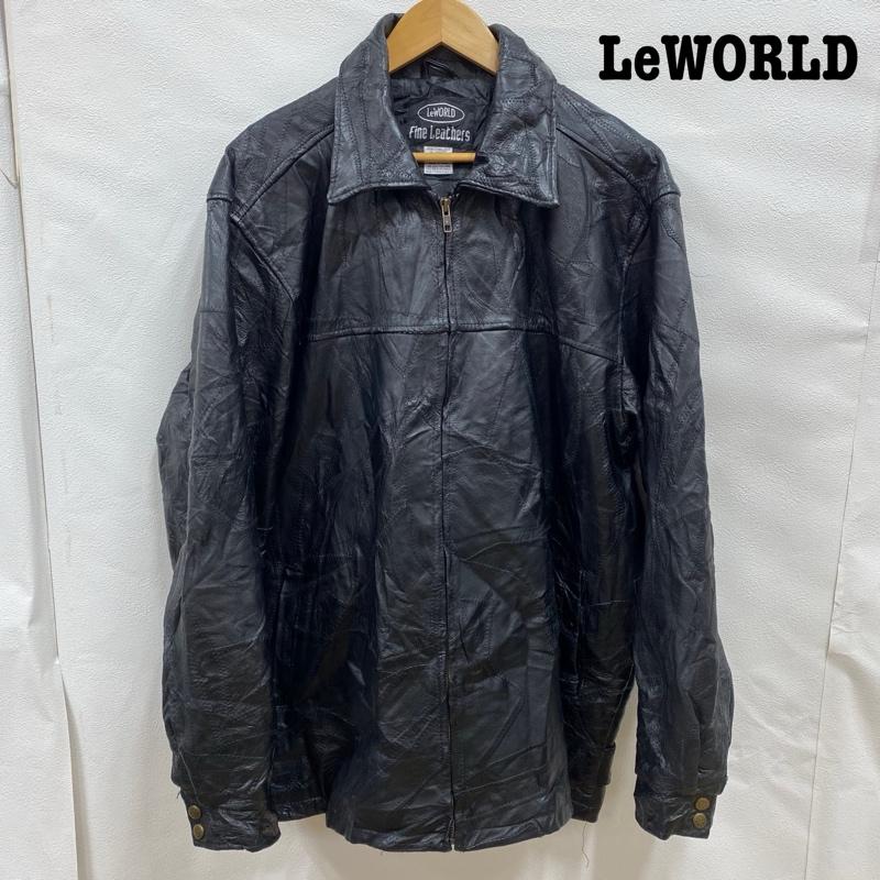 レザー レザー ジャケット、上着 レザージャケット LeWORLD Fine Leathers パッチワーク ツギハギ レザージャケット 革ジャン シングル ライダース 本革 BLK XL XL 無地 黒 / ブラック / black メンズ USED 古着 中古 50101051