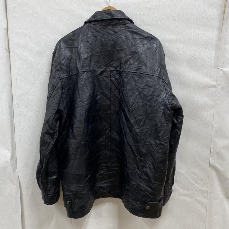 レザー レザー ジャケット、上着 レザージャケット LeWORLD Fine Leathers パッチワーク ツギハギ レザージャケット 革ジャン シングル ライダース 本革 BLK XL XL 無地 黒 / ブラック / black メンズ USED 古着 中古 50101051