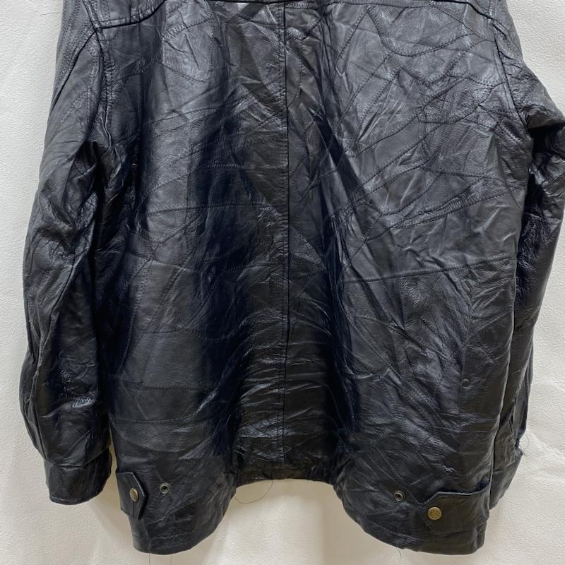 レザー レザー ジャケット、上着 レザージャケット LeWORLD Fine Leathers パッチワーク ツギハギ レザージャケット 革ジャン シングル ライダース 本革 BLK XL XL 無地 黒 / ブラック / black メンズ USED 古着 中古 50101051