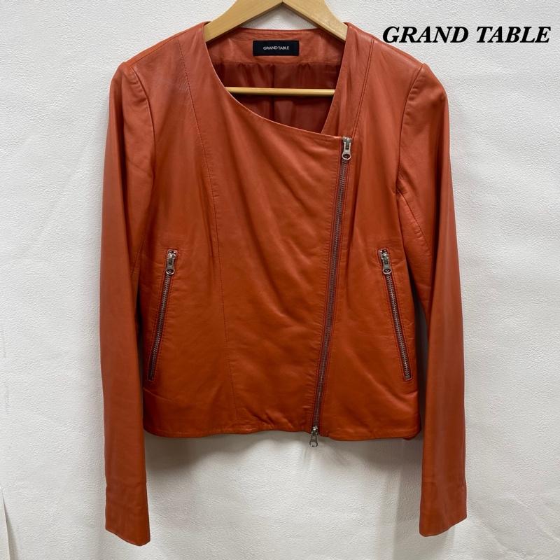 グランドテーブル Grand Table ジャケット、上着 レザージャケット GRAND TABLE ノーカラー レザージャケット ライダース ラムレザー 革ジャン SF-102 9号 9号 無地 橙 / オレンジ / orange X 赤 / レッド / red レディース USED 古着 中古 50101122