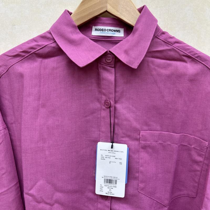 ロデオクラウンズ Rodeo Crowns シャツ、ブラウス 長袖 420FSL30-038B Natuly Linen リネン混 ギャザーパフ袖 オーバーサイズ FREE 桃 / ピンク / pink レディース USED 古着 中古 50101167
