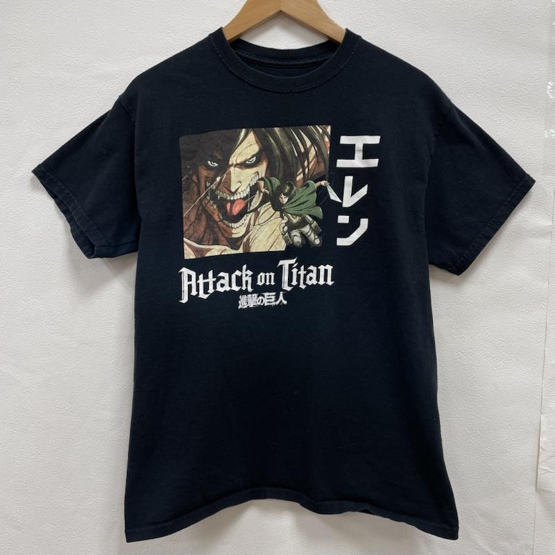古着 USED Tシャツ 半袖 進撃の巨人 Attack on Titan エレン・イェーガー アニメTシャツ Anime Tshirt キャラクター オフィシャル M M ロゴ、文字 X キャラクター X プリント 黒 / ブラック / black メンズ USED 古着 中古 50101802