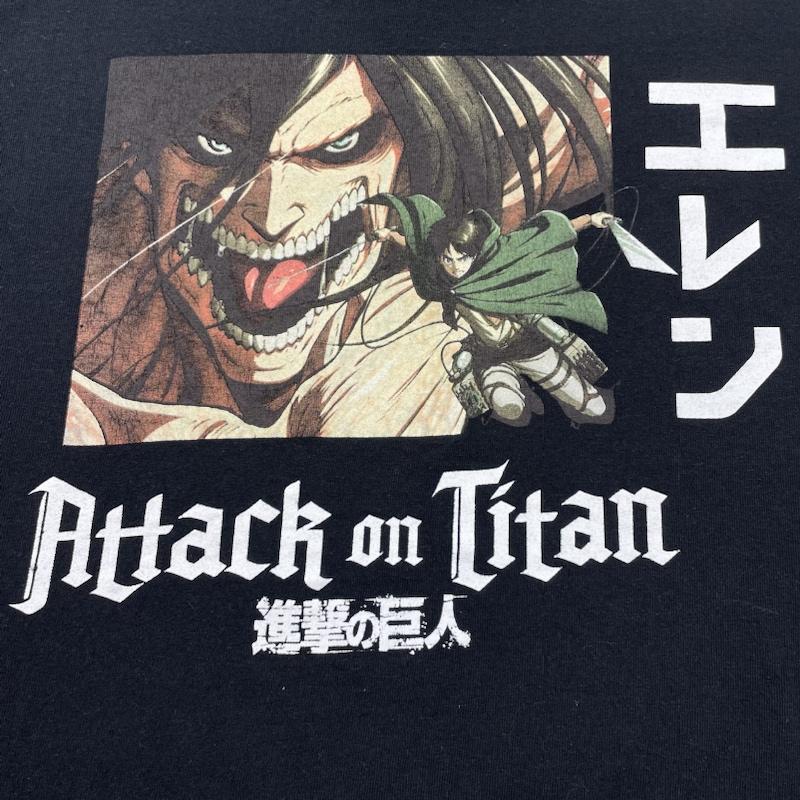 古着 USED Tシャツ 半袖 進撃の巨人 Attack on Titan エレン・イェーガー アニメTシャツ Anime Tshirt キャラクター オフィシャル M M ロゴ、文字 X キャラクター X プリント 黒 / ブラック / black メンズ USED 古着 中古 50101802