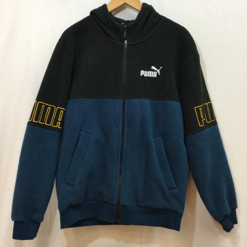 プーマ PUMA パーカー 長袖 PUMA プーマ POWER フルジップ フーディー フリース 刺繍ロゴ ジャンパー ASIA S S 黒 / ブラック / black X 紺 / ネイビー / navy メンズ USED 古着 中古 50102182