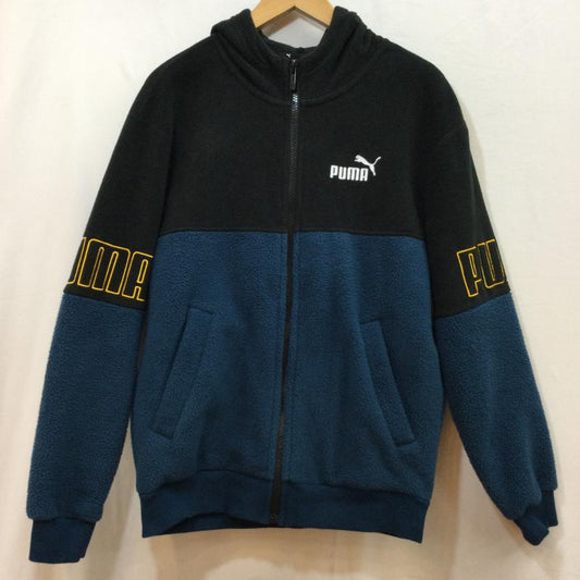 プーマ PUMA パーカー 長袖 PUMA プーマ POWER フルジップ フーディー フリース 刺繍ロゴ ジャンパー ASIA S S 黒 / ブラック / black X 紺 / ネイビー / navy メンズ USED 古着 中古 50102182
