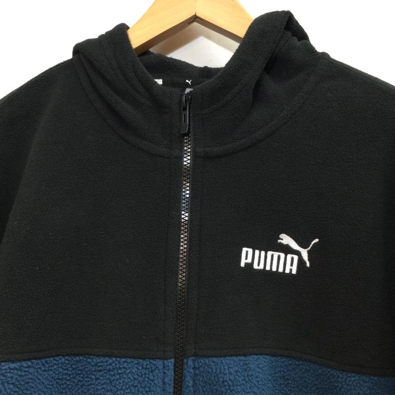プーマ PUMA パーカー 長袖 PUMA プーマ POWER フルジップ フーディー フリース 刺繍ロゴ ジャンパー ASIA S S 黒 / ブラック / black X 紺 / ネイビー / navy メンズ USED 古着 中古 50102182