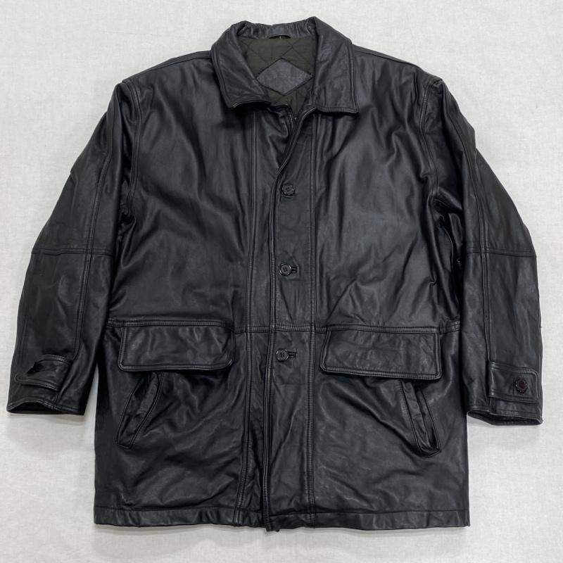 レザー レザー ジャケット、上着 レザージャケット imagination Bhouse ECHT LEDER レザージャケット Leather Jacket 革ジャン コート L L 無地 黒 / ブラック / black メンズ USED 古着 中古 50102294