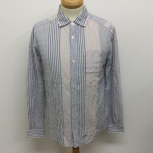 ダブルタップス WTAPS シャツ、ブラウス 長袖 121SPDT-SHM03 SPREAD LONG SLEEVE SHIRT コットン ストライプ 長袖シャツ 専用袋付き S ストライプ 白 / ホワイト / white X インディゴ / インディゴ / Indigo X 赤 / レッド / red メンズ USED 古着 中古 50103138