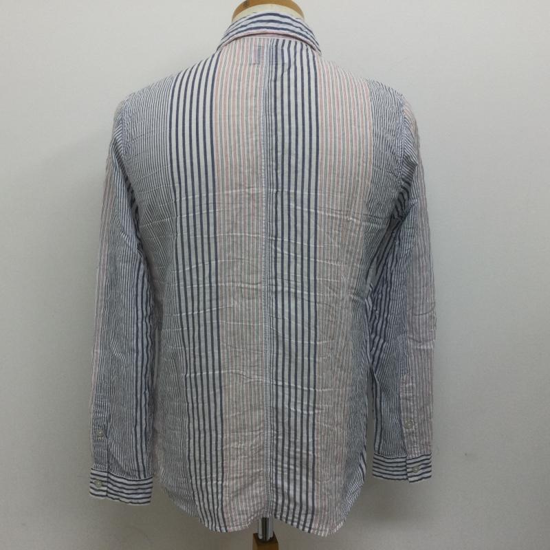 ダブルタップス WTAPS シャツ、ブラウス 長袖 121SPDT-SHM03 SPREAD LONG SLEEVE SHIRT コットン ストライプ 長袖シャツ 専用袋付き S ストライプ 白 / ホワイト / white X インディゴ / インディゴ / Indigo X 赤 / レッド / red メンズ USED 古着 中古 50103138