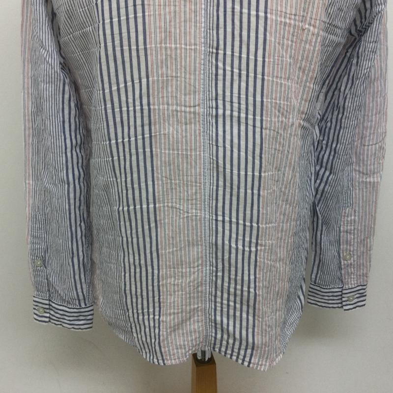 ダブルタップス WTAPS シャツ、ブラウス 長袖 121SPDT-SHM03 SPREAD LONG SLEEVE SHIRT コットン ストライプ 長袖シャツ 専用袋付き S ストライプ 白 / ホワイト / white X インディゴ / インディゴ / Indigo X 赤 / レッド / red メンズ USED 古着 中古 50103138
