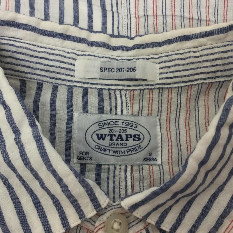 ダブルタップス WTAPS シャツ、ブラウス 長袖 121SPDT-SHM03 SPREAD LONG SLEEVE SHIRT コットン ストライプ 長袖シャツ 専用袋付き S ストライプ 白 / ホワイト / white X インディゴ / インディゴ / Indigo X 赤 / レッド / red メンズ USED 古着 中古 50103138