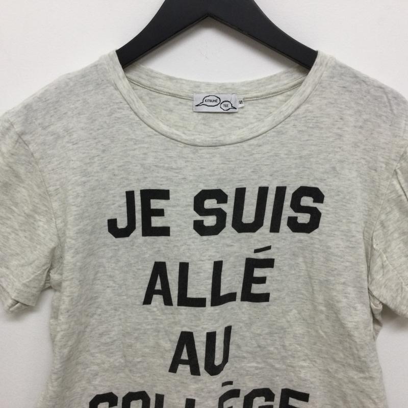 キツネ KITSUNE Tシャツ 半袖 フロントロゴプリント 半袖Tシャツ S ロゴ、文字 灰 / グレー / gray X ベージュ / ベージュ / beige メンズ USED 古着 中古 50104463