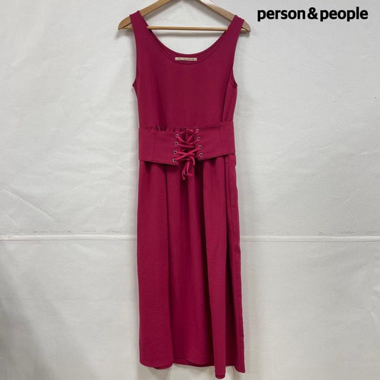 古着 USED ワンピース ロングスカート PERSON＆PEOPLE パーソンアンドピープル タンクトップ ワンピ コルセット レースアップ ベルト付き 無地 桃 / ピンク / pink レディース USED 古着 中古 50104581