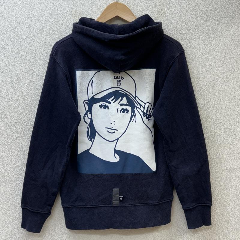 チャリアンドコー CHARI&CO パーカー 長袖 ロゴ プリント プルオーバー フーディ スウェット S 紺 / ネイビー / navy メンズ USED 古着 中古 50104736