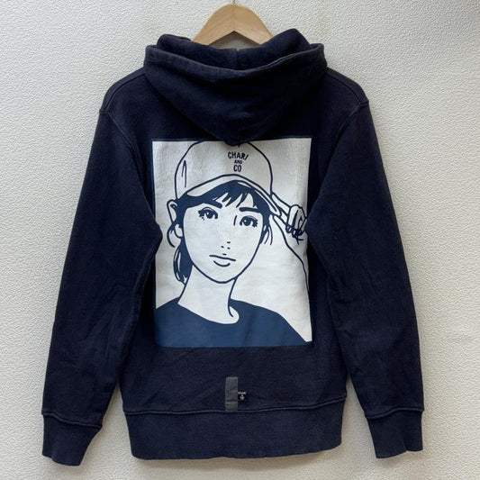 チャリアンドコー CHARI&CO パーカー 長袖 ロゴ プリント プルオーバー フーディ スウェット S 紺 / ネイビー / navy メンズ USED 古着 中古 50104736