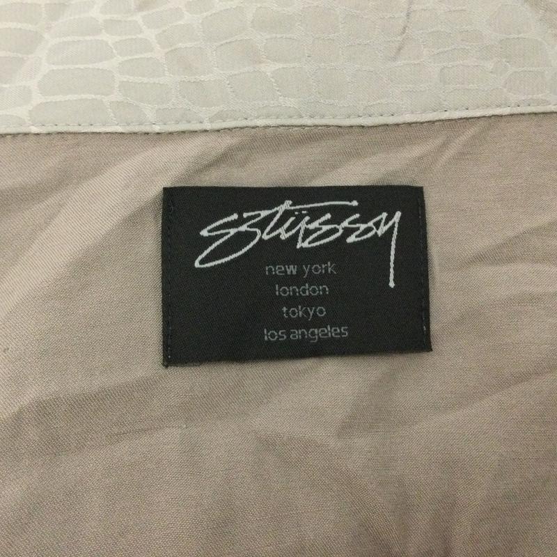 ステューシー STUSSY カーディガン 長袖 レーヨン×ポリエステル ショールカラー ロングカーディガン 袖・襟切替 ガウン M 無地 X  グレージュ / グレージュ / X 灰 / グレー / gray メンズ USED 古着 中古 50104776