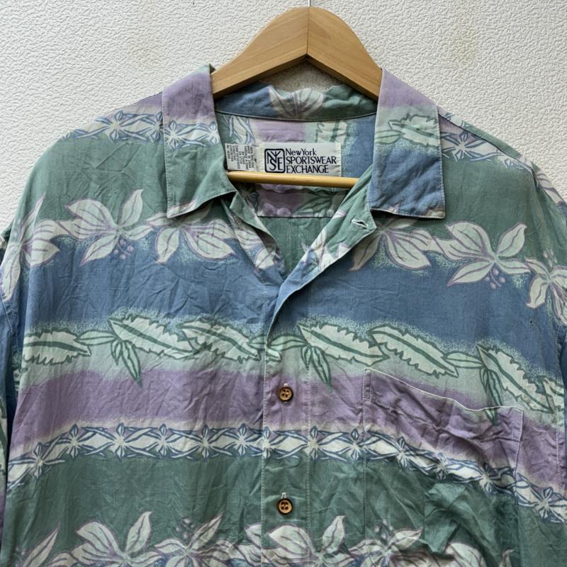古着 USED シャツ、ブラウス 半袖 NewYork SportsWear Exchange リーフ柄 シルク アロハ M メンズ USED 古着 中古 50105670