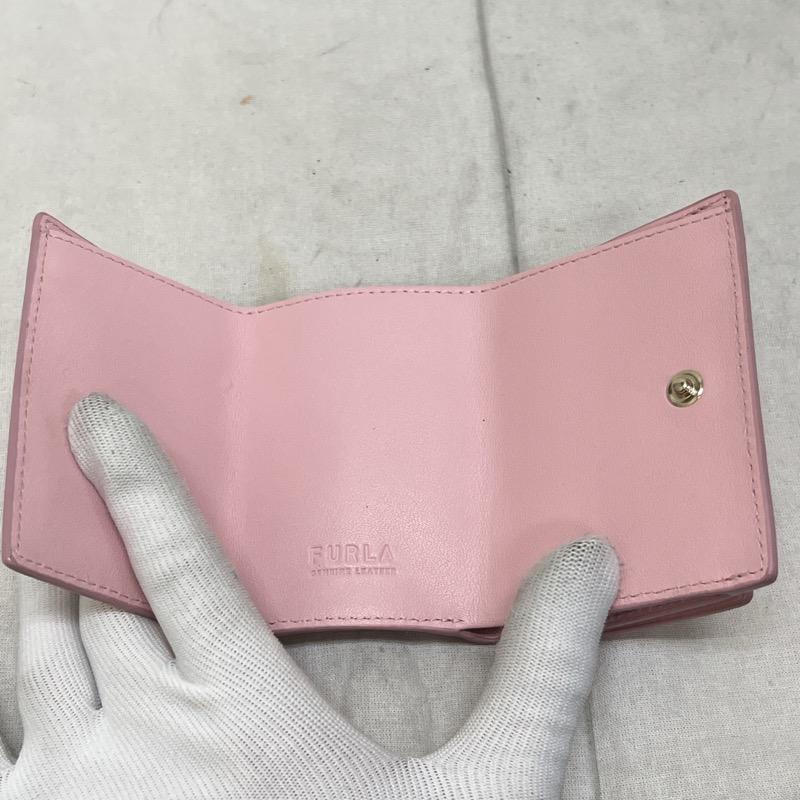 フルラ FURLA 財布 コンパクト財布 三つ折り レザー コンパクト ウォレット - 桃 / ピンク / pink レディース USED 古着 中古 50106030