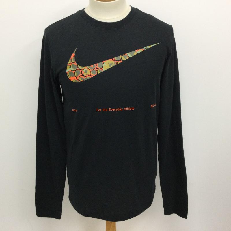 ナイキ NIKE カットソー 長袖 FN086-010 DF DYE LS TEE ロゴプリント 長袖カットソー タグ付き S ロゴ、文字 黒 / ブラック / black メンズ USED 古着 中古 50106596