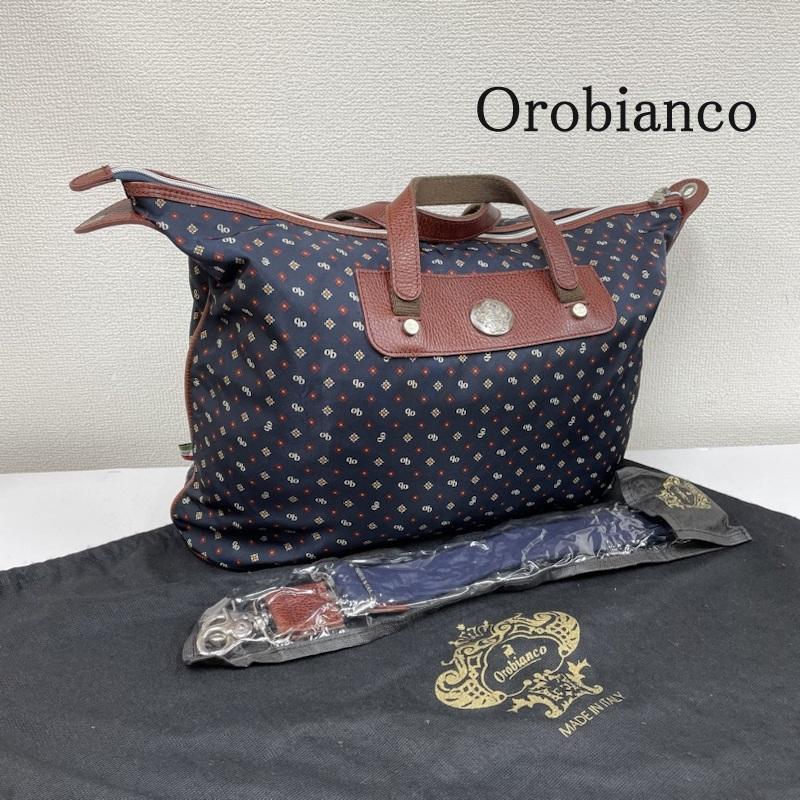 オロビアンコ Orobianco ショルダーバッグ ショルダーバッグ ショルダー バッグ ハンドバッグ 総柄 小紋柄 レザー ロゴ 刻印 2way 総柄 X ロゴ、文字 茶 / ブラウン / brown X 紺 / ネイビー / navy レディース USED 古着 中古 50107130
