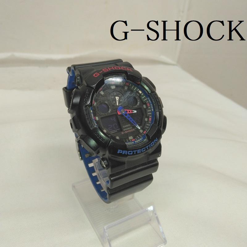ジーショック G-SHOCK 腕時計 デジタル CASIO Layered Black ＆ Tricolor トリコロール GA-100LT デジアナ 腕時計 - 黒 / ブラック / black X 青 / ブルー / blue X 赤 / レッド / red メンズ USED 古着 中古 50107165