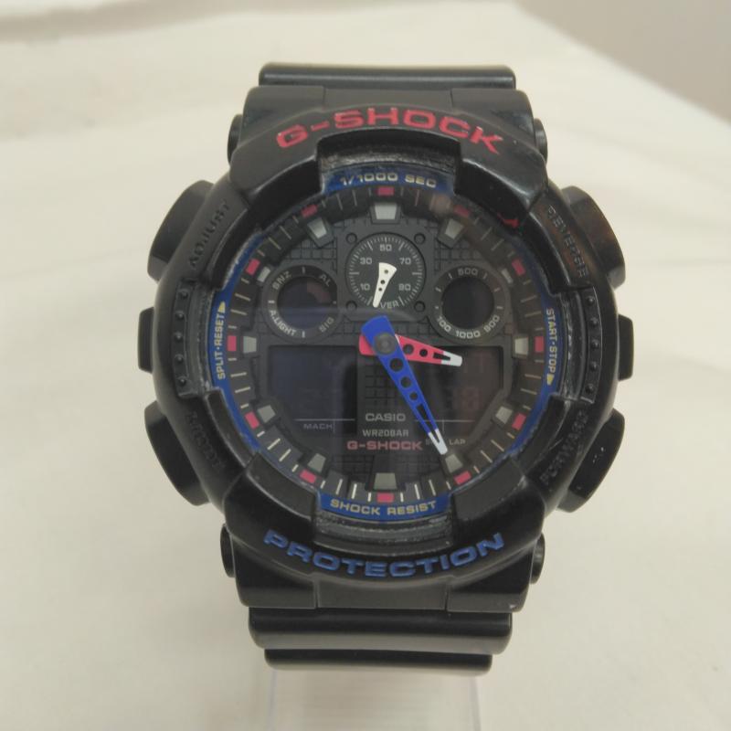 ジーショック G-SHOCK 腕時計 デジタル CASIO Layered Black ＆ Tricolor トリコロール GA-100LT デジアナ 腕時計 - 黒 / ブラック / black X 青 / ブルー / blue X 赤 / レッド / red メンズ USED 古着 中古 50107165