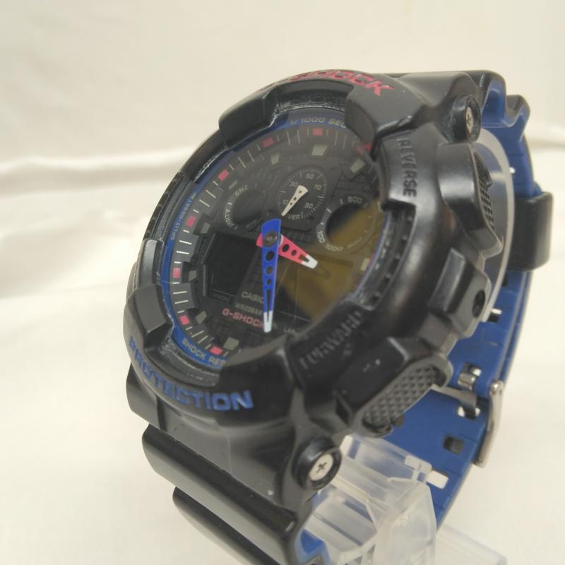 ジーショック G-SHOCK 腕時計 デジタル CASIO Layered Black ＆ Tricolor トリコロール GA-100LT デジアナ 腕時計 - 黒 / ブラック / black X 青 / ブルー / blue X 赤 / レッド / red メンズ USED 古着 中古 50107165
