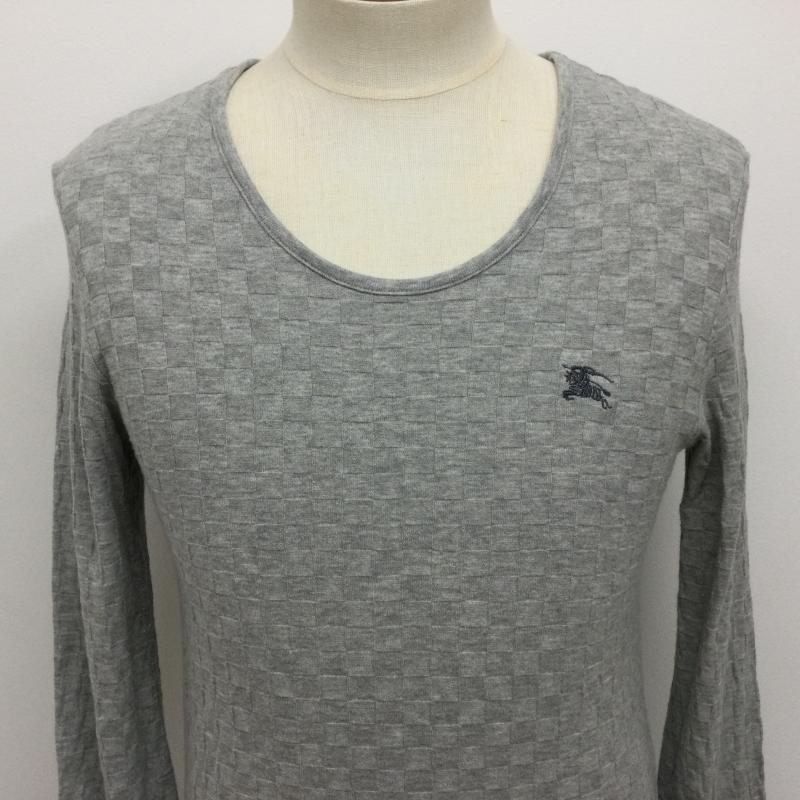 バーバリーブラックレーベル BURBERRY BLACK LABEL カットソー 長袖 D1P12-301-04 立体ブロックチェック 長袖カットソー 2 チェック 灰 / グレー / gray メンズ USED 古着 中古 50107543
