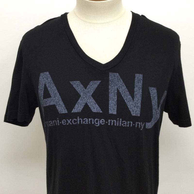 アルマーニエクスチェンジ ARMANI EXCHANGE Tシャツ 半袖 Vネック ロゴプリント 半袖Tシャツ M ロゴ、文字 黒 / ブラック / black メンズ USED 古着 中古 50107547