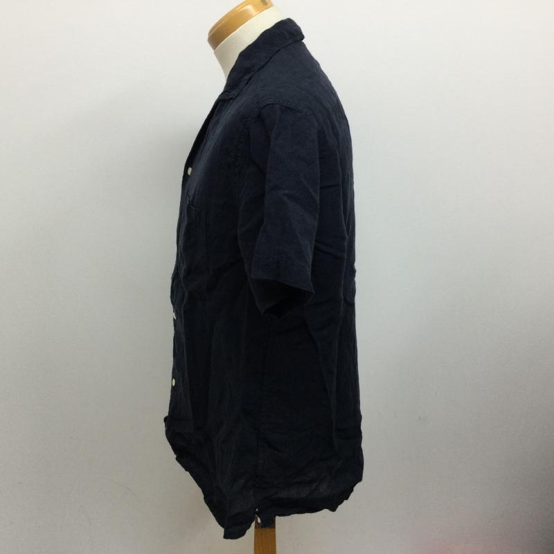 ロットワイラー ROTTWEILER シャツ、ブラウス 半袖 RTW15S-2013 麻100％ オープンカラー 半袖シャツ S 無地 紺 / ネイビー / navy メンズ USED 古着 中古 50107798