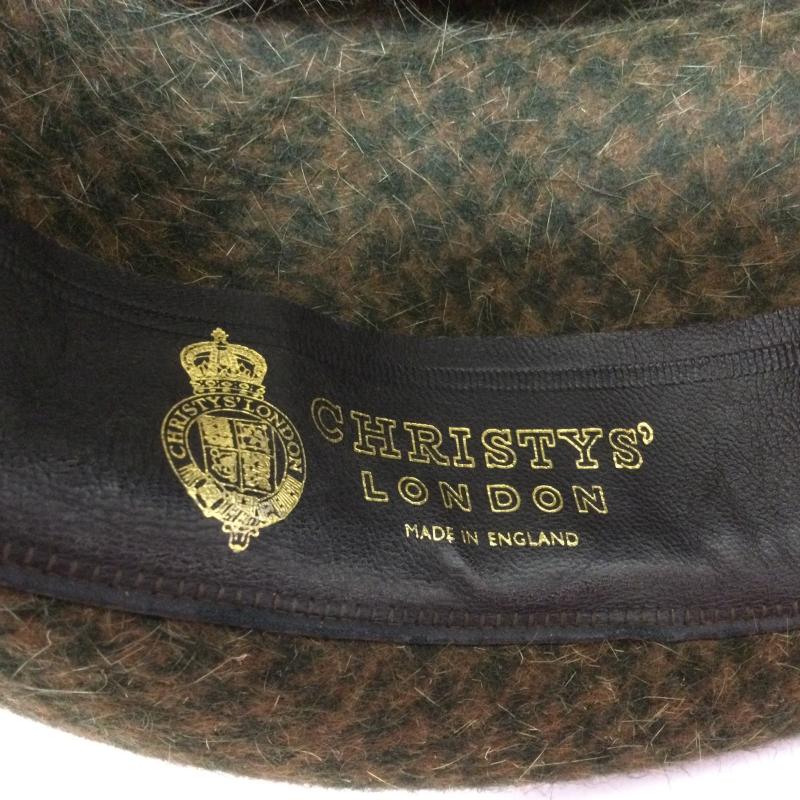 クリスティーズロンドン CHRISTYS  LONDON 帽子 ハット イングランド製 銀座トラヤ 羽根つき チェック柄 中折れハット - チェック 緑 / グリーン / green X 茶 / ブラウン / brown メンズ USED 古着 中古 50107804