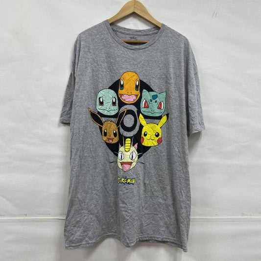 古着 USED Tシャツ 半袖 ポケモン POKEMON アニメ キャラクター Tシャツ ビッグサイズ XXL XL ロゴ、文字 X プリント X キャラクター 灰 / グレー / gray メンズ USED 古着 中古 50107899