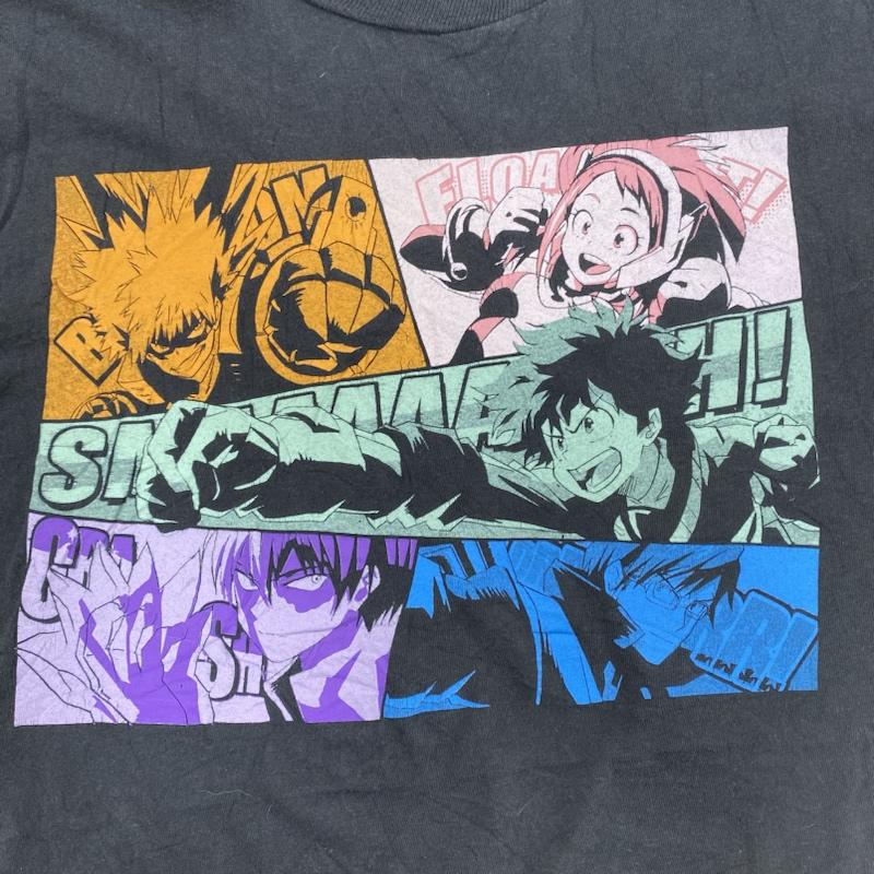 古着 USED Tシャツ 半袖 僕のヒーローアカデミア MY HERO ACADEMIA ヒロアカ アニメ キャラクター Tシャツ M M ロゴ、文字 X プリント X キャラクター 黒 / ブラック / black メンズ USED 古着 中古 50107916