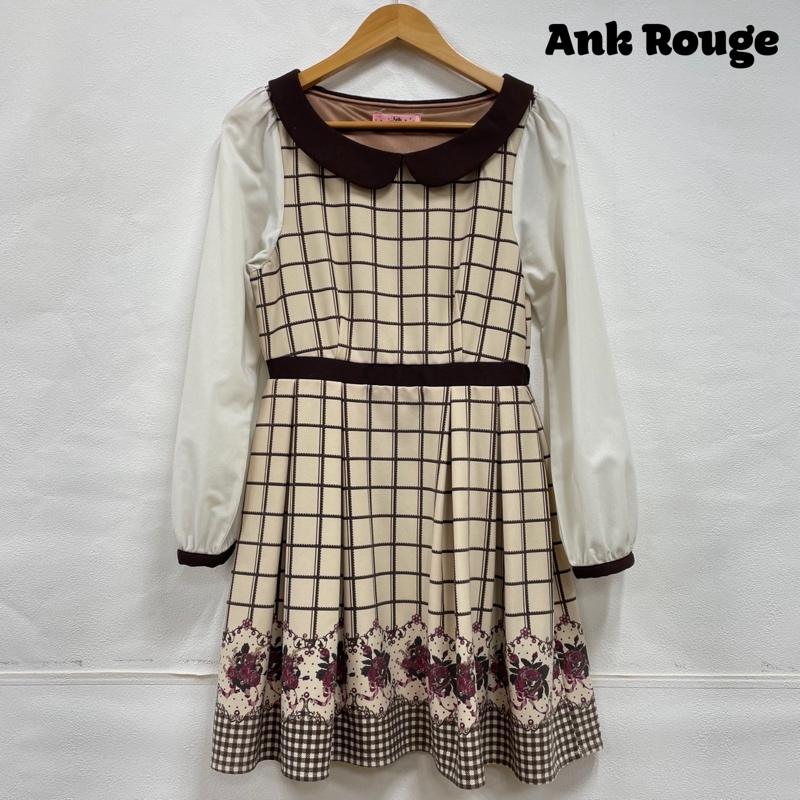 アンクルージュ ANKROUGE ワンピース ひざ丈スカート Ank Rouge アンクルージュ 長袖 ミニ丈ワンピース チェック 花柄 ANK123A チェック X 花柄 ベージュ / ベージュ / beige X オフホワイト / オフホワイト / X 茶 / ブラウン / brown X 桃 / ピンク / pink レディース USED 古着 中古 50108204