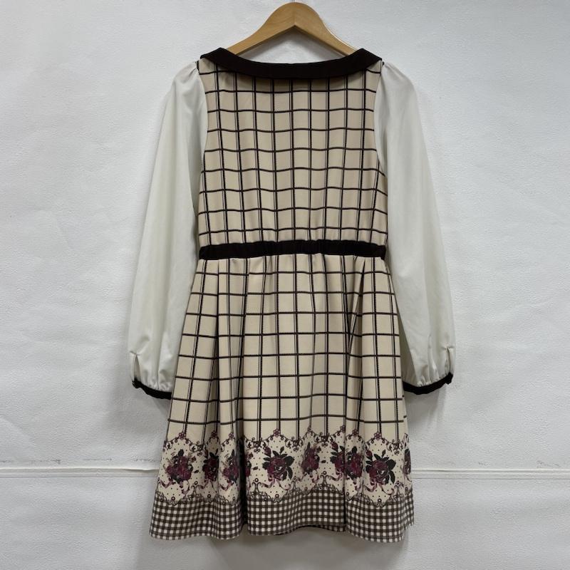 アンクルージュ ANKROUGE ワンピース ひざ丈スカート Ank Rouge アンクルージュ 長袖 ミニ丈ワンピース チェック 花柄 ANK123A チェック X 花柄 ベージュ / ベージュ / beige X オフホワイト / オフホワイト / X 茶 / ブラウン / brown X 桃 / ピンク / pink レディース USED 古着 中古 50108204