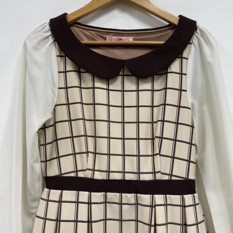 アンクルージュ ANKROUGE ワンピース ひざ丈スカート Ank Rouge アンクルージュ 長袖 ミニ丈ワンピース チェック 花柄 ANK123A チェック X 花柄 ベージュ / ベージュ / beige X オフホワイト / オフホワイト / X 茶 / ブラウン / brown X 桃 / ピンク / pink レディース USED 古着 中古 50108204