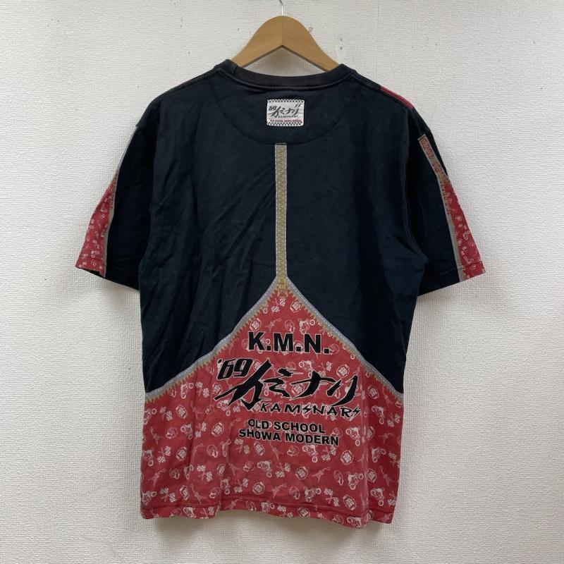 カミナリ KAMINARI Tシャツ 半袖 KAMINARI OLD SCHOOL SHOWA MODERN 半袖 Tシャツ ロゴ プリント ファスナー ロゴ、文字 X プリント 黒 / ブラック / black X 赤 / レッド / red メンズ USED 古着 中古 50108395