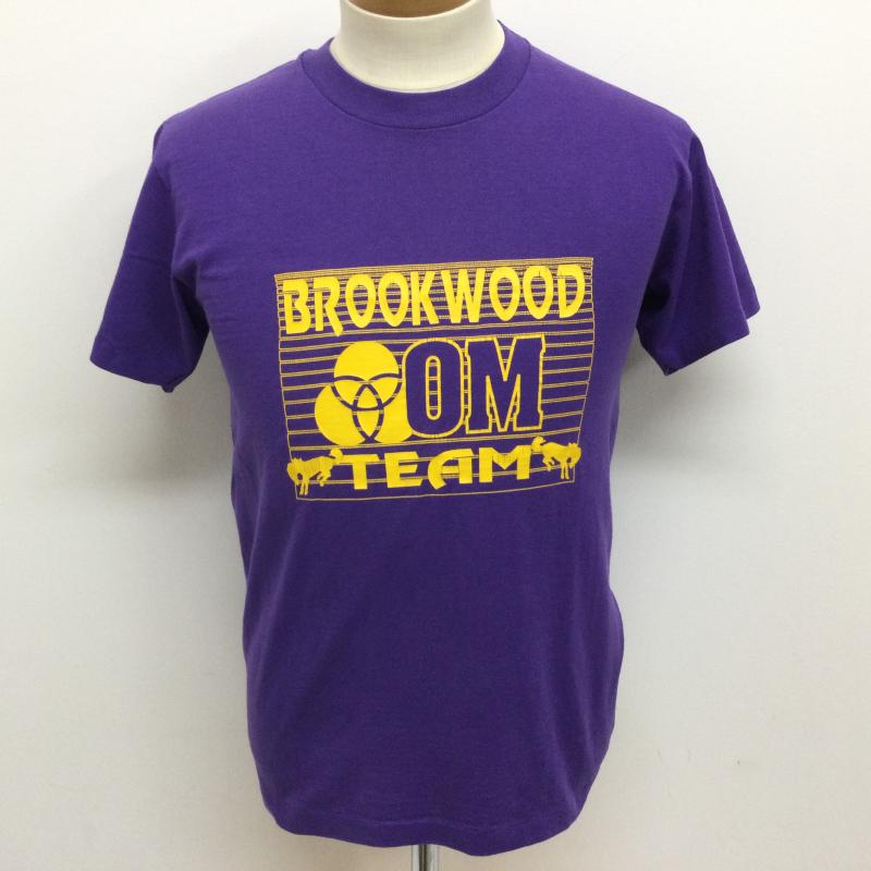 ヘインズ HANES Tシャツ 半袖 90’s USA製 HEAVYWEIGHT 50/50 半袖Tシャツ BROOKWOOD ロゴプリント ヴィンテージ TEE S ロゴ、文字 紫 / パープル / purple メンズ USED 古着 中古 50108419