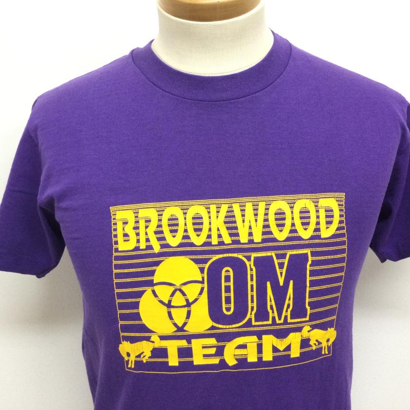ヘインズ HANES Tシャツ 半袖 90’s USA製 HEAVYWEIGHT 50/50 半袖Tシャツ BROOKWOOD ロゴプリント ヴィンテージ TEE S ロゴ、文字 紫 / パープル / purple メンズ USED 古着 中古 50108419