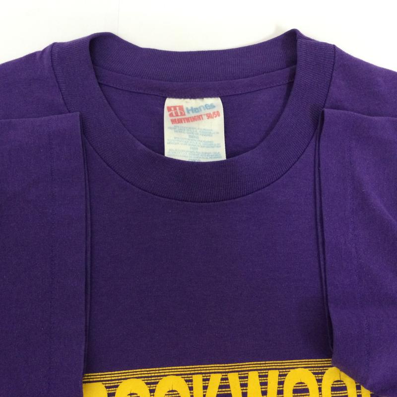 ヘインズ HANES Tシャツ 半袖 90’s USA製 HEAVYWEIGHT 50/50 半袖Tシャツ BROOKWOOD ロゴプリント ヴィンテージ TEE S ロゴ、文字 紫 / パープル / purple メンズ USED 古着 中古 50108419