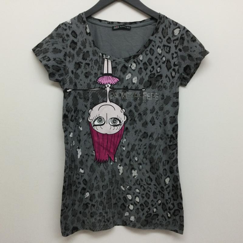 パトリッツァペペ PATRIZIA-PEPE カットソー 半袖 レオパード柄 ラインストーン 装飾 プリント ロング丈 ショートスリーブ半袖Tシャツ サイズ1 1 ヒョウ柄・レオパード柄 X ロゴ、文字 灰 / グレー / gray レディース USED 古着 中古 50108440