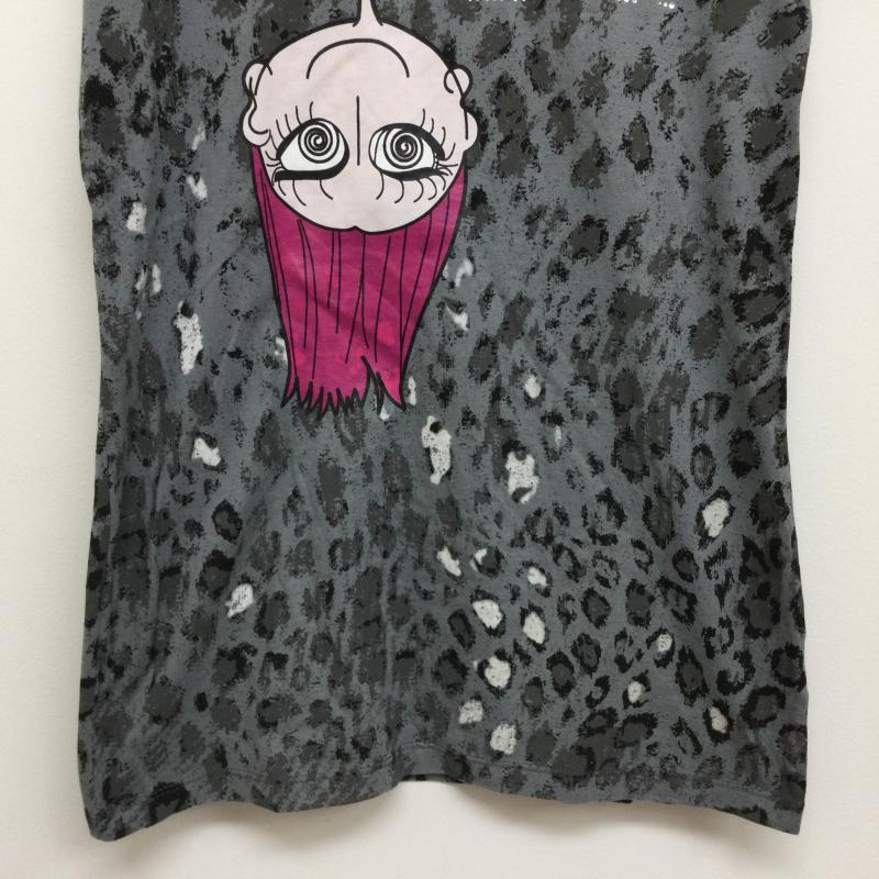 パトリッツァペペ PATRIZIA-PEPE カットソー 半袖 レオパード柄 ラインストーン 装飾 プリント ロング丈 ショートスリーブ半袖Tシャツ サイズ1 1 ヒョウ柄・レオパード柄 X ロゴ、文字 灰 / グレー / gray レディース USED 古着 中古 50108440