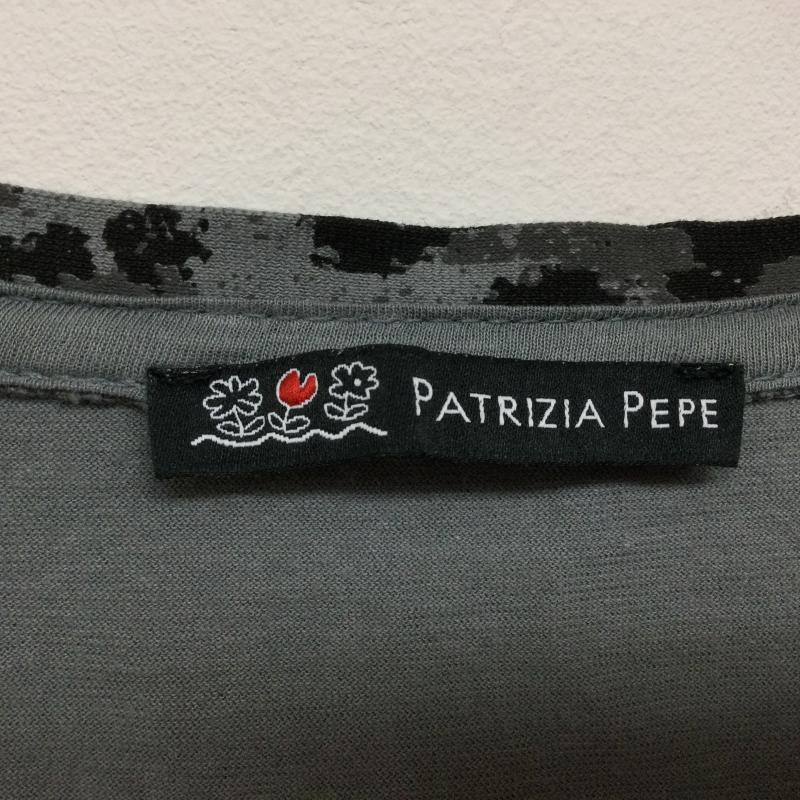パトリッツァペペ PATRIZIA-PEPE カットソー 半袖 レオパード柄 ラインストーン 装飾 プリント ロング丈 ショートスリーブ半袖Tシャツ サイズ1 1 ヒョウ柄・レオパード柄 X ロゴ、文字 灰 / グレー / gray レディース USED 古着 中古 50108440