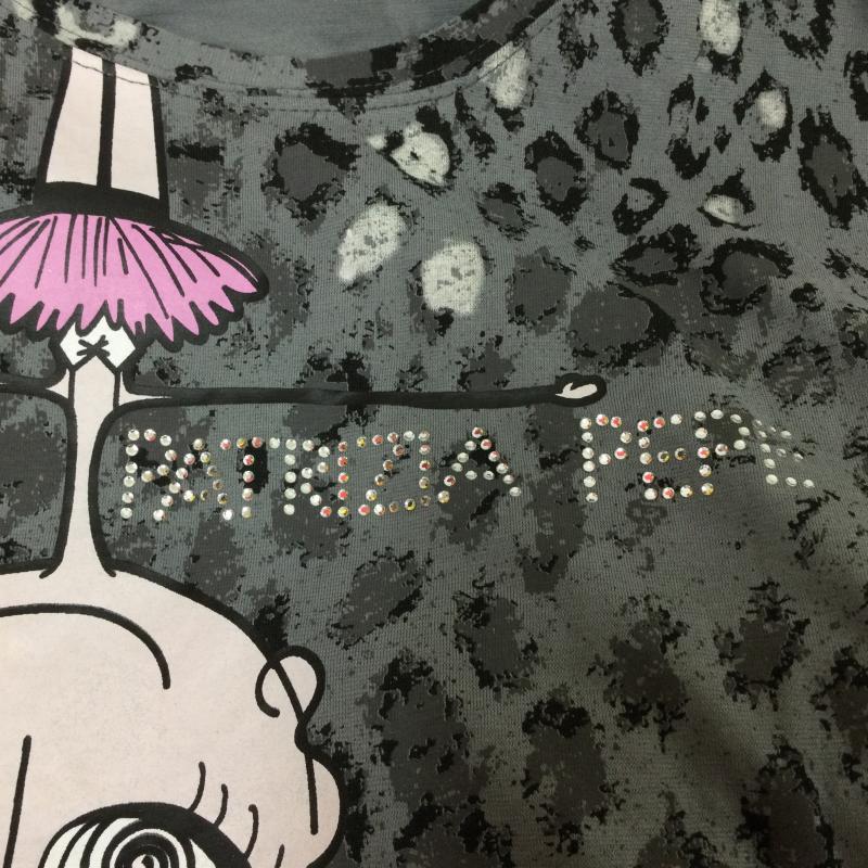 パトリッツァペペ PATRIZIA-PEPE カットソー 半袖 レオパード柄 ラインストーン 装飾 プリント ロング丈 ショートスリーブ半袖Tシャツ サイズ1 1 ヒョウ柄・レオパード柄 X ロゴ、文字 灰 / グレー / gray レディース USED 古着 中古 50108440