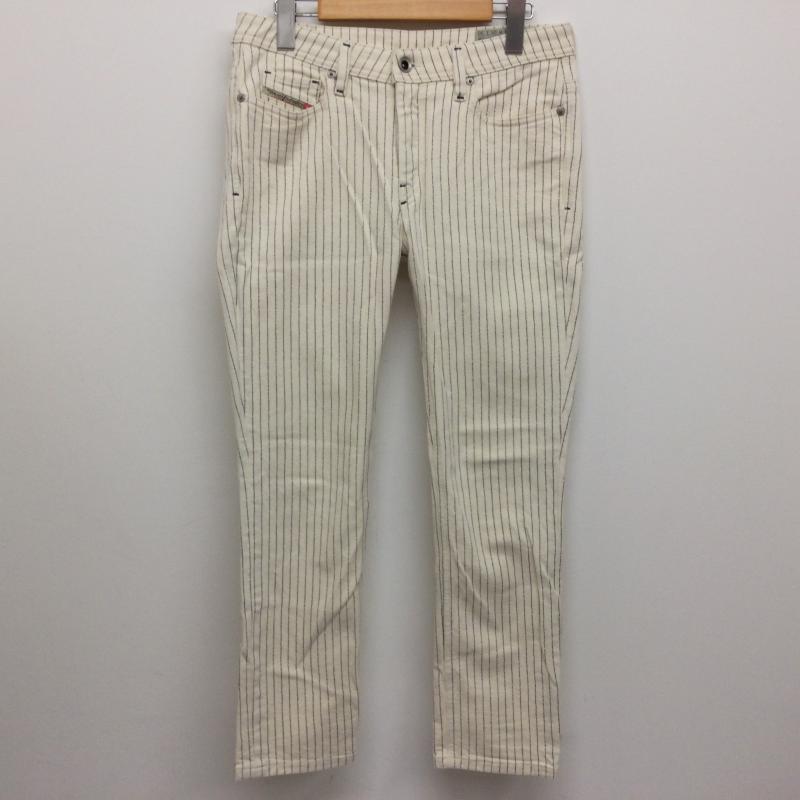 ディーゼル DIESEL パンツ デニム、ジーンズ Riyyo-Work LOW WAIST STRAIGHT ウォバッシュストライプ ワークデニムパンツ バックシンチ サイズ25 XS ストライプ アイボリー / アイボリー / X 灰 / グレー / gray レディース USED 古着 中古 50108453