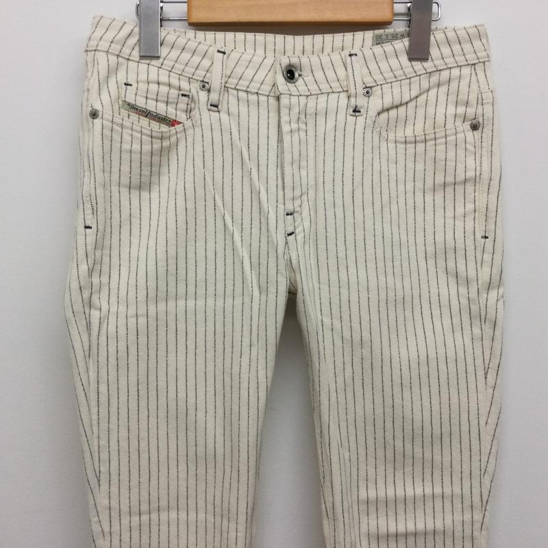 ディーゼル DIESEL パンツ デニム、ジーンズ Riyyo-Work LOW WAIST STRAIGHT ウォバッシュストライプ ワークデニムパンツ バックシンチ サイズ25 XS ストライプ アイボリー / アイボリー / X 灰 / グレー / gray レディース USED 古着 中古 50108453