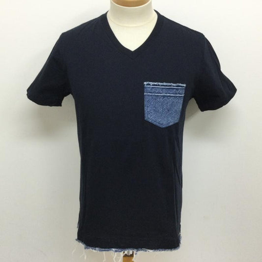 ディーゼル DIESEL Tシャツ 半袖 Vネック ポケット・裾デニム切替 半袖Tシャツ S 無地 紺 / ネイビー / navy X インディゴ / インディゴ / Indigo メンズ USED 古着 中古 50108455