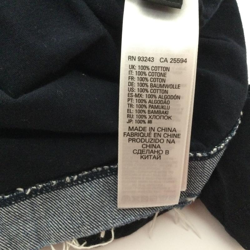 ディーゼル DIESEL Tシャツ 半袖 Vネック ポケット・裾デニム切替 半袖Tシャツ S 無地 紺 / ネイビー / navy X インディゴ / インディゴ / Indigo メンズ USED 古着 中古 50108455