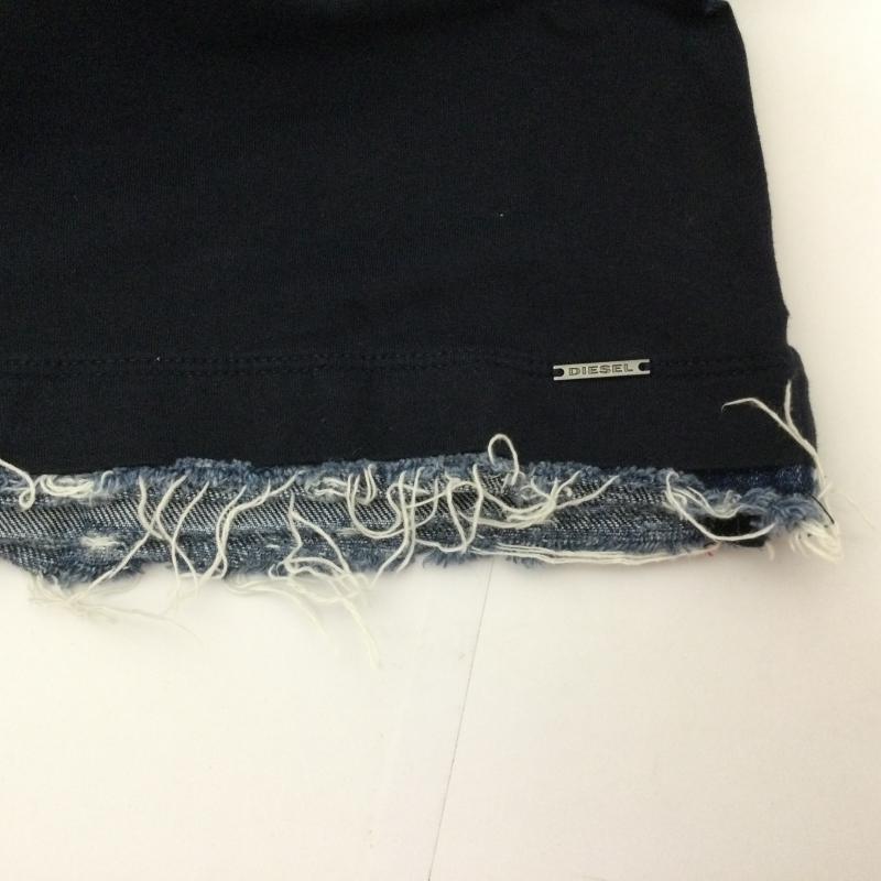 ディーゼル DIESEL Tシャツ 半袖 Vネック ポケット・裾デニム切替 半袖Tシャツ S 無地 紺 / ネイビー / navy X インディゴ / インディゴ / Indigo メンズ USED 古着 中古 50108455